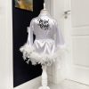 Halat fetiță din satin cu pene, Mini Bride ACD504003 (1)