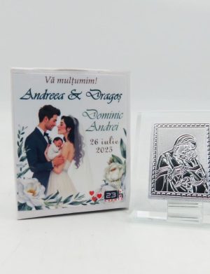 Mărturie 2în1 nuntă-botez, iconiță în cutie personalizată – ILIF504058
