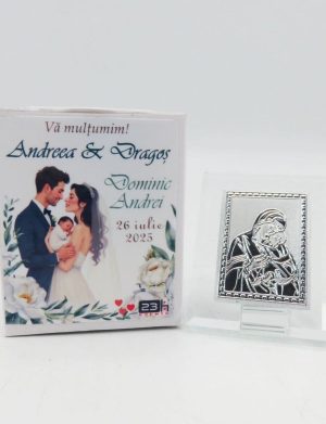 Mărturie 2în1 nuntă-botez, iconiță în cutie personalizată – ILIF504058