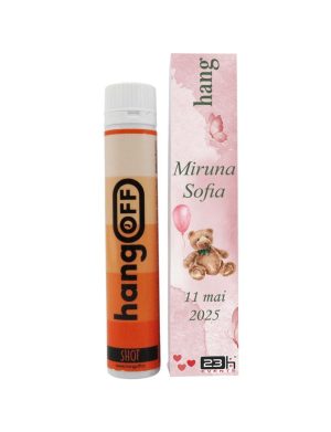 Mărturie botez personalizată, Ursuleț și baloane roz, shot anti-mahmureală – ILIF505010