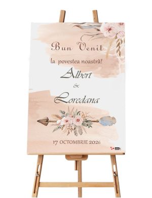 Panou Bun Venit la nuntă, Boho, dim. 60×90 cm – ILIF505003