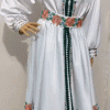 Rochie lungă de damă din tafta, brodată cu trandafiri roșii LLDJ504001