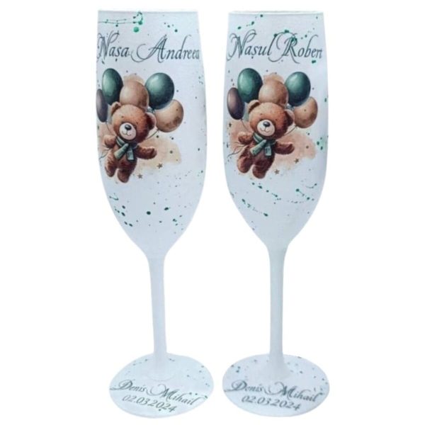 Set 2 pahare botez pentru Nași, model Ursuleț de Pluș personalizat FEIS504013 (1) (1)