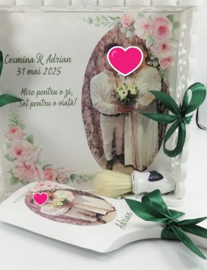 Taviță pentru gătitul Mirelui, model Personalizat cu fotografie, set 3 piese – ILIF504028