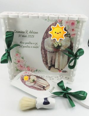 Taviță pentru gătitul Mirelui, model Personalizat cu fotografie, set 3 piese – ILIF504028