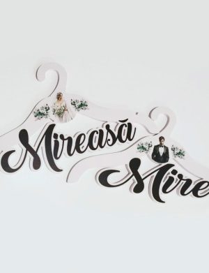 Umerașe mire și mireasă, din lemn, design verde – ILIF504037