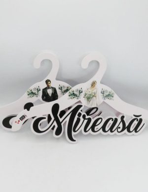 Umerașe mire și mireasă, din lemn, design verde – ILIF504037