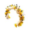 Coroniță din flori uscate – pe bază fixă, cromatică alb-galben - AMB506002