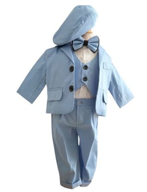 Costum botez băiețel, bleu 6 piese ILIF505042 (2)