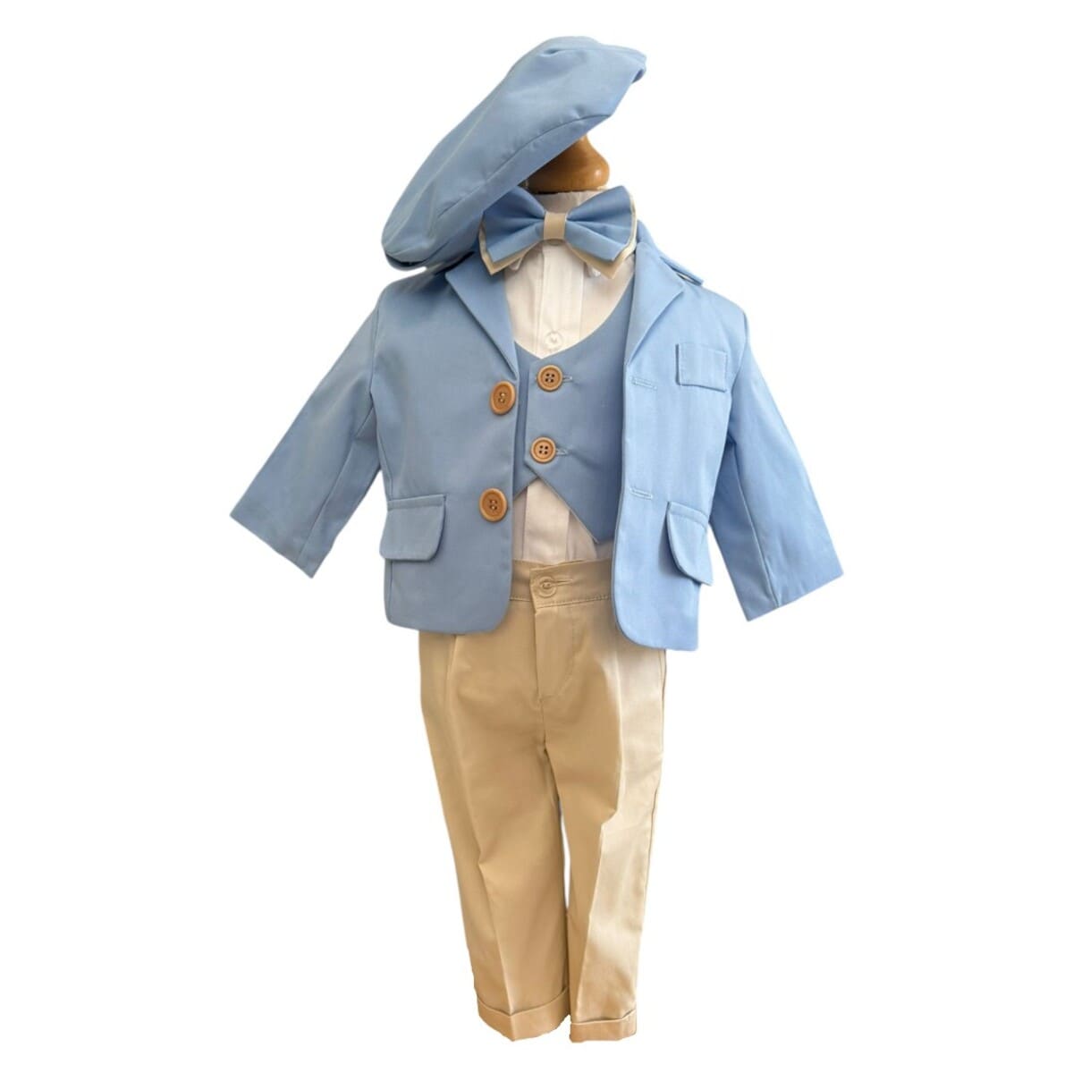 Costum botez băiețel, bleu crem 6 piese ILIF505043 (1)