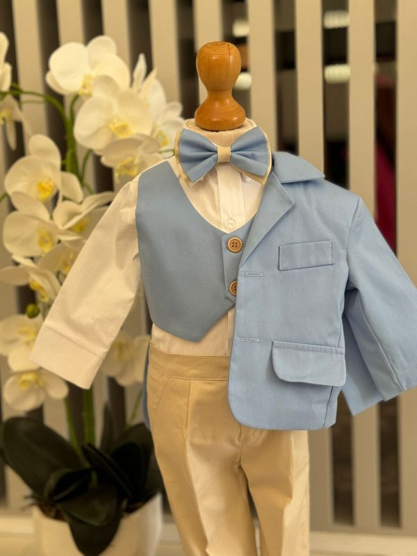 Costum botez băiețel, bleu crem 6 piese ILIF505043 (7)