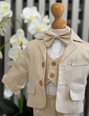 Costum botez băiețel, crem 6 piese – ILIF505041