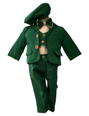 Costum botez băiețel, verde smarald 6 piese ILIF505040 (1)