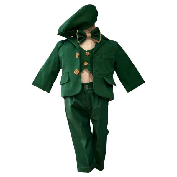 Costum botez băiețel, verde smarald 6 piese ILIF505040 (1)