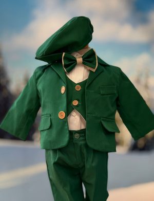 Costum botez băiețel, verde smarald 6 piese – ILIF505040