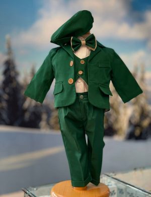Costum botez băiețel, verde smarald 6 piese – ILIF505040