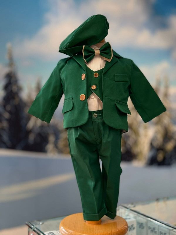 Costum botez băiețel, verde smarald 6 piese ILIF505040 (4)