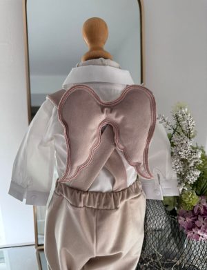 Costumaș botez băiețel, Aripi – crem, 6 piese – ILIF505054