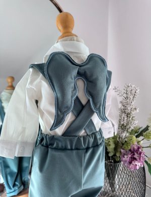 Costumaș botez băiețel, Aripi – gri, 6 piese – ILIF505058
