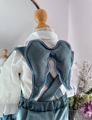 Costumaș botez băiețel, Aripi – gri, 6 piese – ILIF505058
