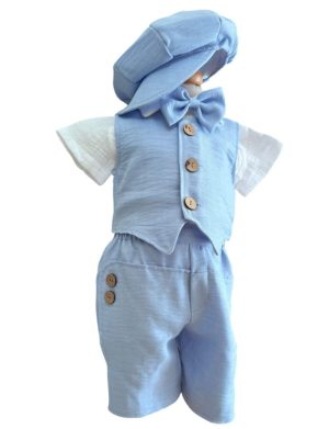 Costumaș botez băiețel, Vară bleu, 5 piese ILIF505049 (1)