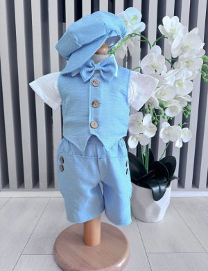 Costumaș botez băiețel, Vară – bleu, 5 piese – ILIF505049