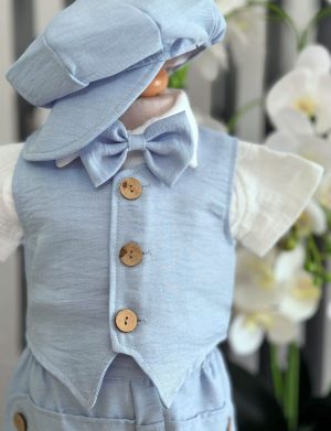 Costumaș botez băiețel, Vară – bleu, 5 piese – ILIF505049