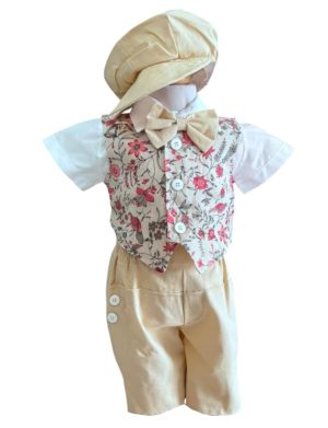 Costumaș botez băiețel, Vară – crem, 5 piese – ILIF505047