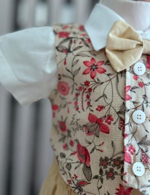 Costumaș botez băiețel, Vară – crem, 5 piese – ILIF505047
