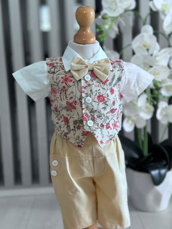 Costumaș botez băiețel, Vară crem, 5 piese ILIF505047 (6)