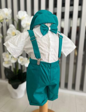 Costumaș botez băiețel, Vară – turcoaz – ILIF505027