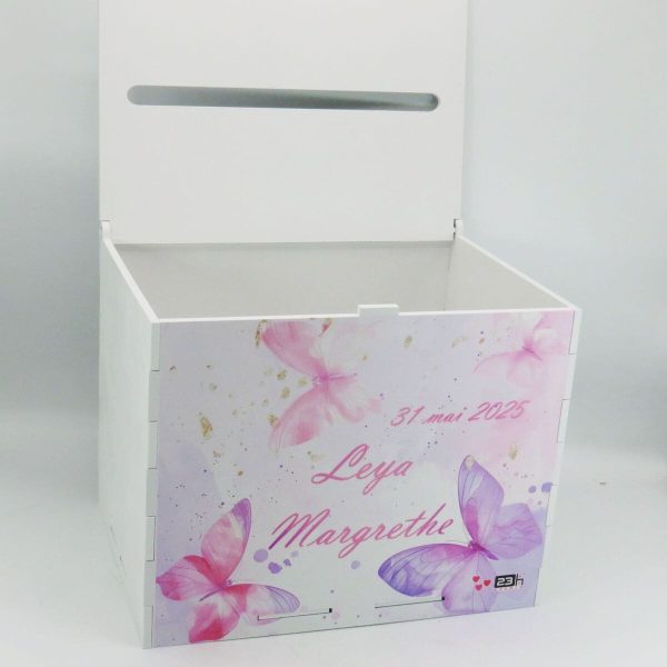Cutie dar botez fetiță, model personalizat Fluturi, 27x20x21cm ILIF505012 (5)