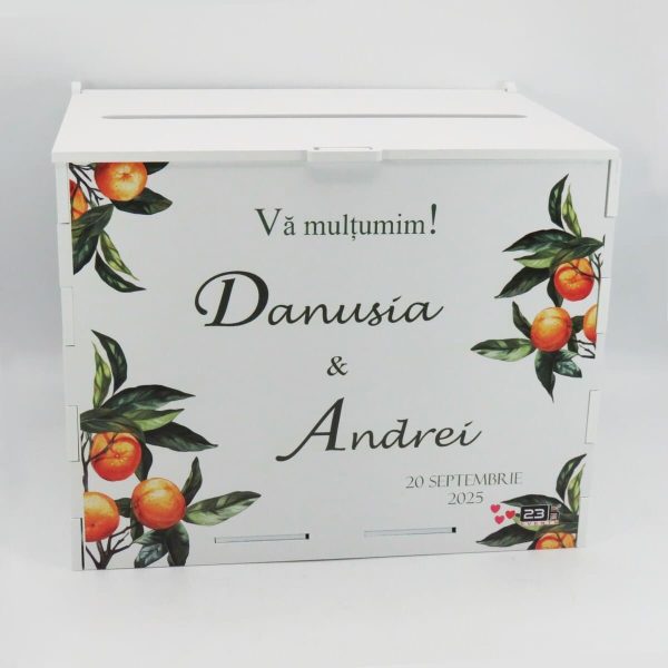 Cutie dar nuntă, Portocale, model Personalizat, 27x20x21cm ILIF505071 (1)