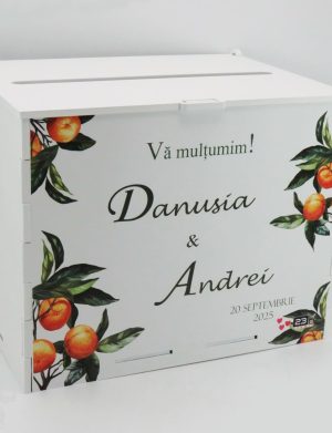 Cutie dar nuntă, Portocale, model Personalizat, 27x20x21cm – ILIF505071