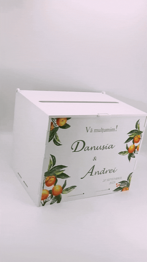 Cutie dar nuntă, Portocale, model Personalizat, 27x20x21cm - ILIF505071 - imagine 5