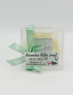 Mărturie botez, iconiță în cutie transparentă, verde- ILIF505013