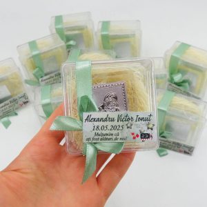 Mărturie botez, iconiță în cutie transparentă, verde- ILIF505013