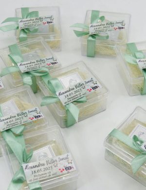Mărturie botez, iconiță în cutie transparentă, verde- ILIF505013