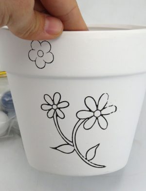 Pictură copii, kit Ghiveci Ceramică 12x11cm, acuarele și pensula – ILIF505075