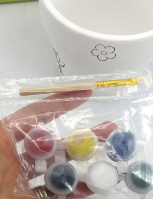 Pictură copii, kit Ghiveci Ceramică 12x11cm, acuarele și pensula – ILIF505075