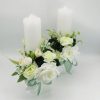 Lumânare cununie, decorată cu flori de mătase, verde & alb ILIF505033 (3)