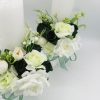 Lumânare cununie, decorată cu flori de mătase, verde & alb ILIF505033 (6)