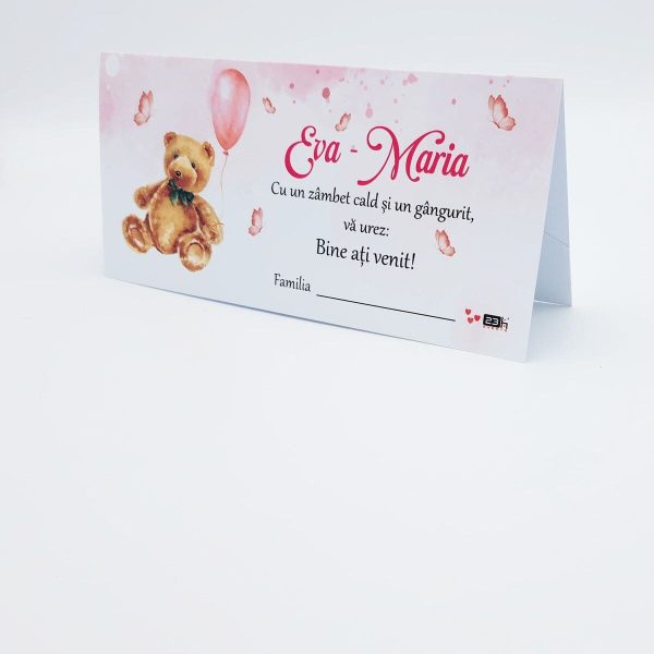 Plic de Dar (bani) pentru botez, Ursuleț și balon roz, personalizat cu nume - MIBC501001 - Image 4