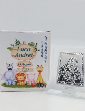Mărturie botez, iconiță în cutie personalizată, Baby Animals – ILIF505031