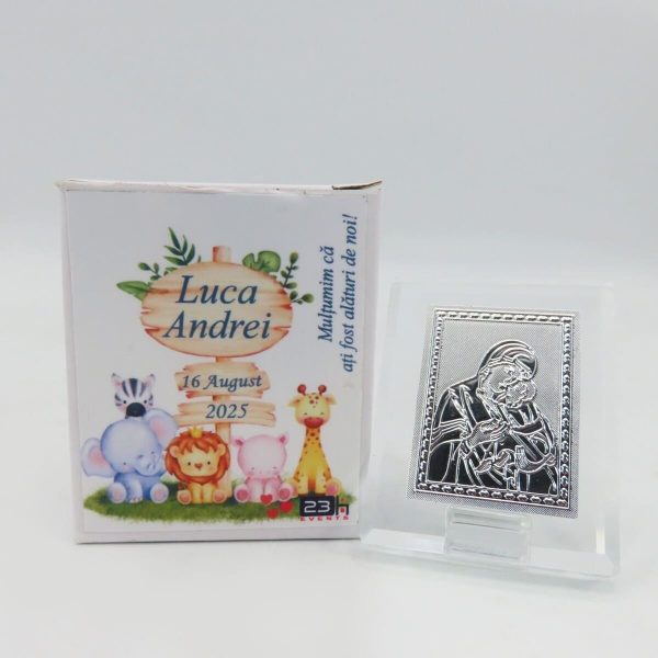 Mărturie botez, iconiță în cutie personalizată, Baby Animals ILIF505031 (1)