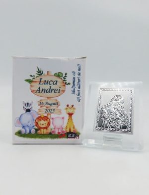 Mărturie botez, iconiță în cutie personalizată, Baby Animals – ILIF505031