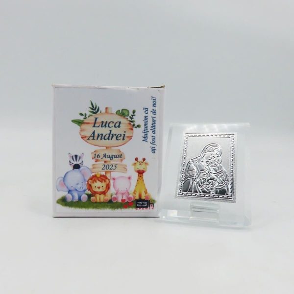Mărturie botez, iconiță în cutie personalizată, Baby Animals ILIF505031 (2)