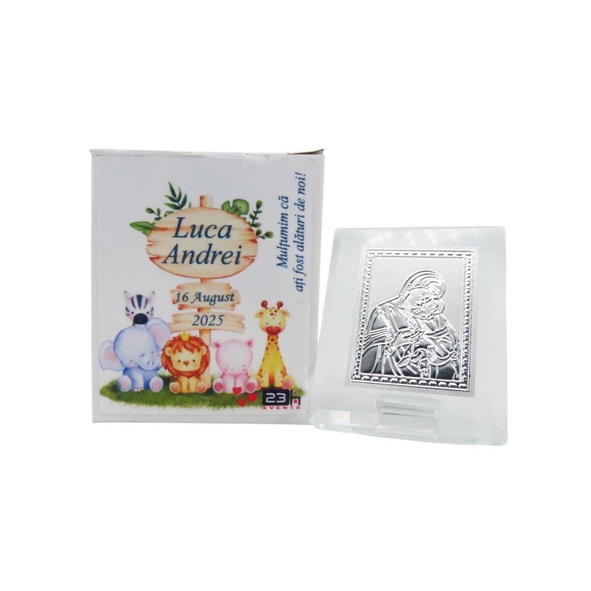 Mărturie botez, iconiță în cutie personalizată, Baby Animals ILIF505031 (3)