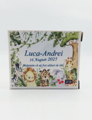 Mărturie botez, iconiță în cutie personalizată, Safari – ILIF505029