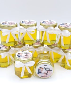 Mărturie dulce cu miere, Fuzzy Pink, model handmade Iubire, borcan 50 gr – DSBC505002